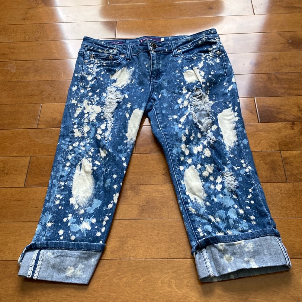 Vigoss Jeans Cuffed Capri Womens Size 5 Bleached Wash